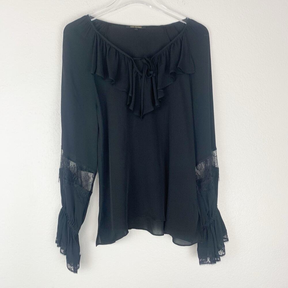 Kobi Halperin Top Womens Small Ruffle Silk Lace whimsigoth Boho Peasant Witchy S